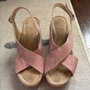 Chinese Laundry Pink Crisscross Slingback Wedge Sandals